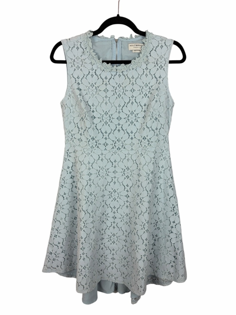 Molly Bracken Lace Fit & Flare Dress Light Blue Sleeveless Medium